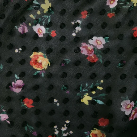 Banana Republic ClipDot Black Floral Chiffon Mock Neck Midi Dress Women's 2 - Picture 9 of 13